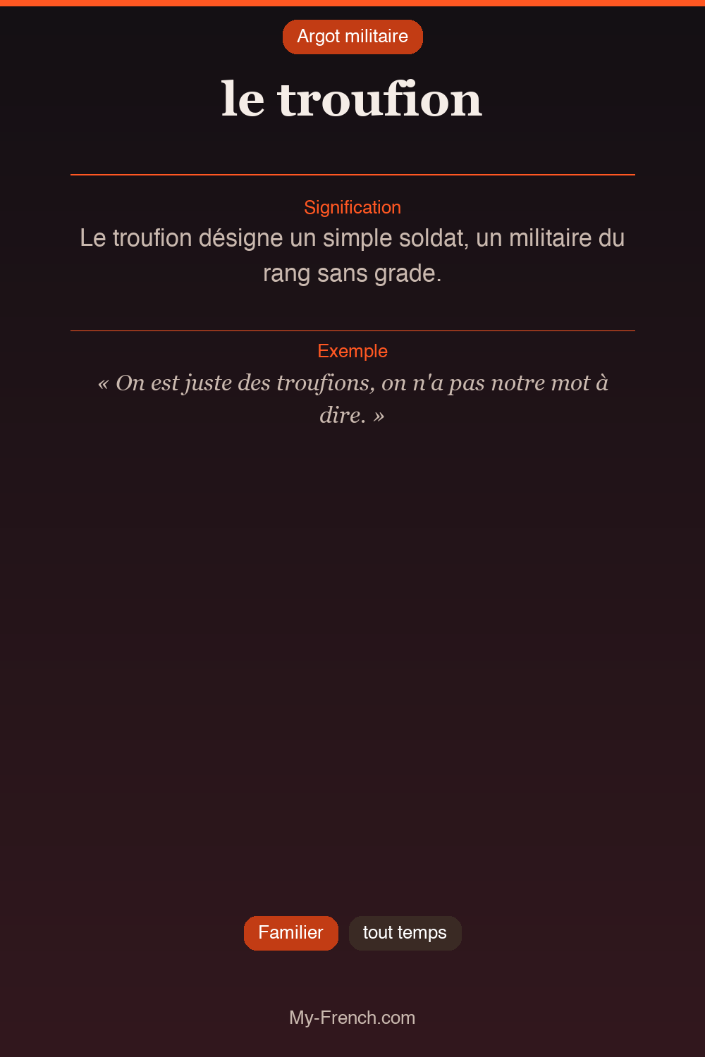 Argot français : le troufion