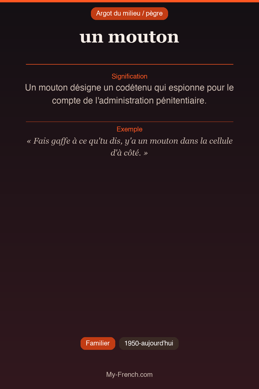 Argot français : un mouton