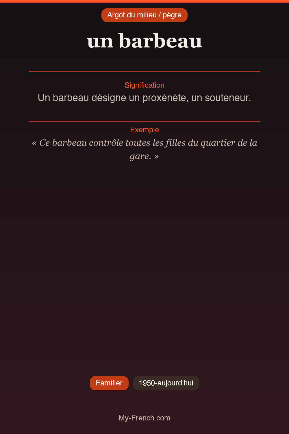Argot français : un barbeau