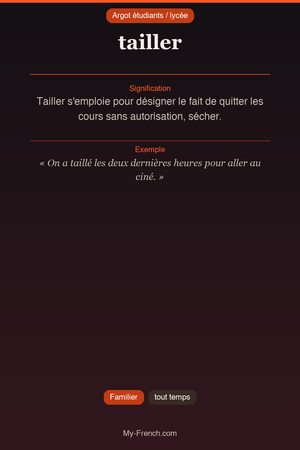 Argot français : tailler