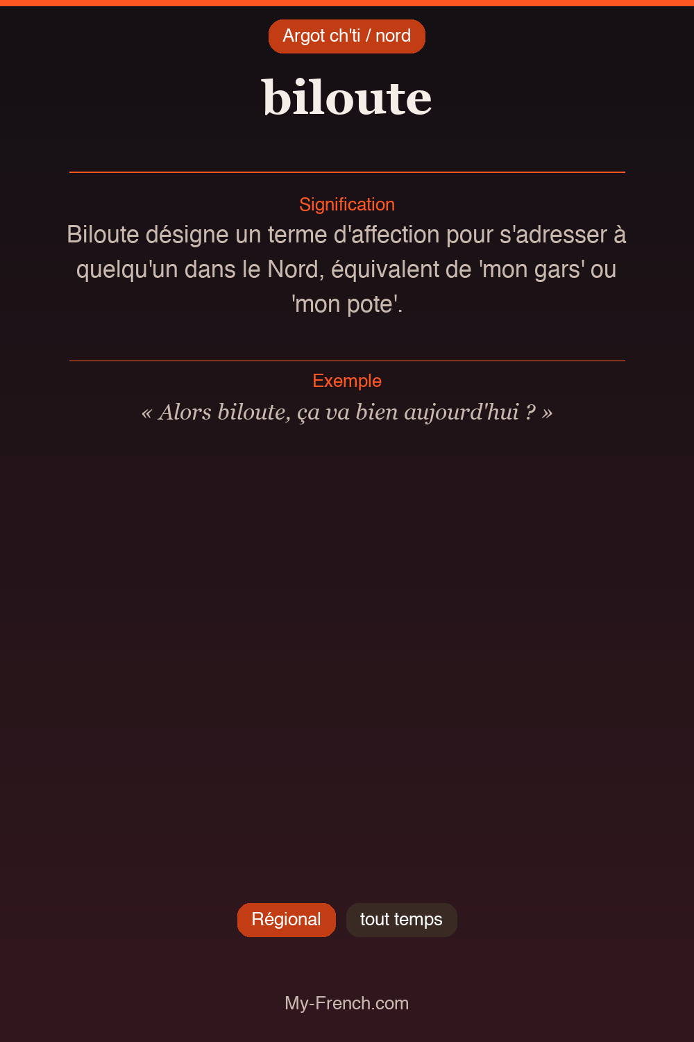 Argot français : biloute