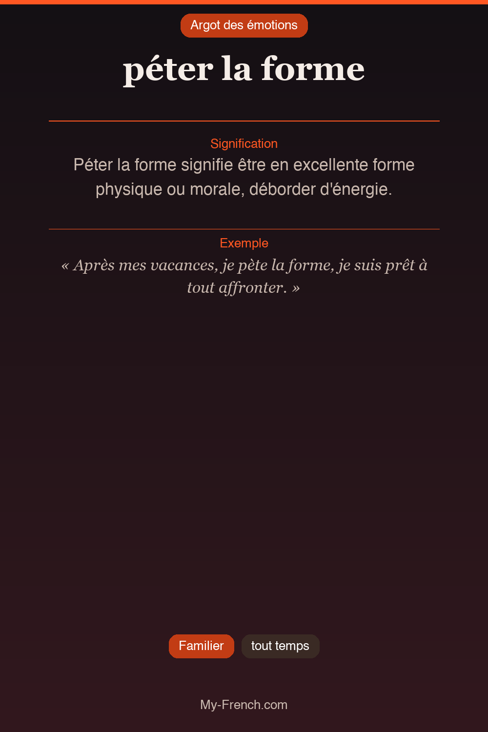 Argot français : péter la forme