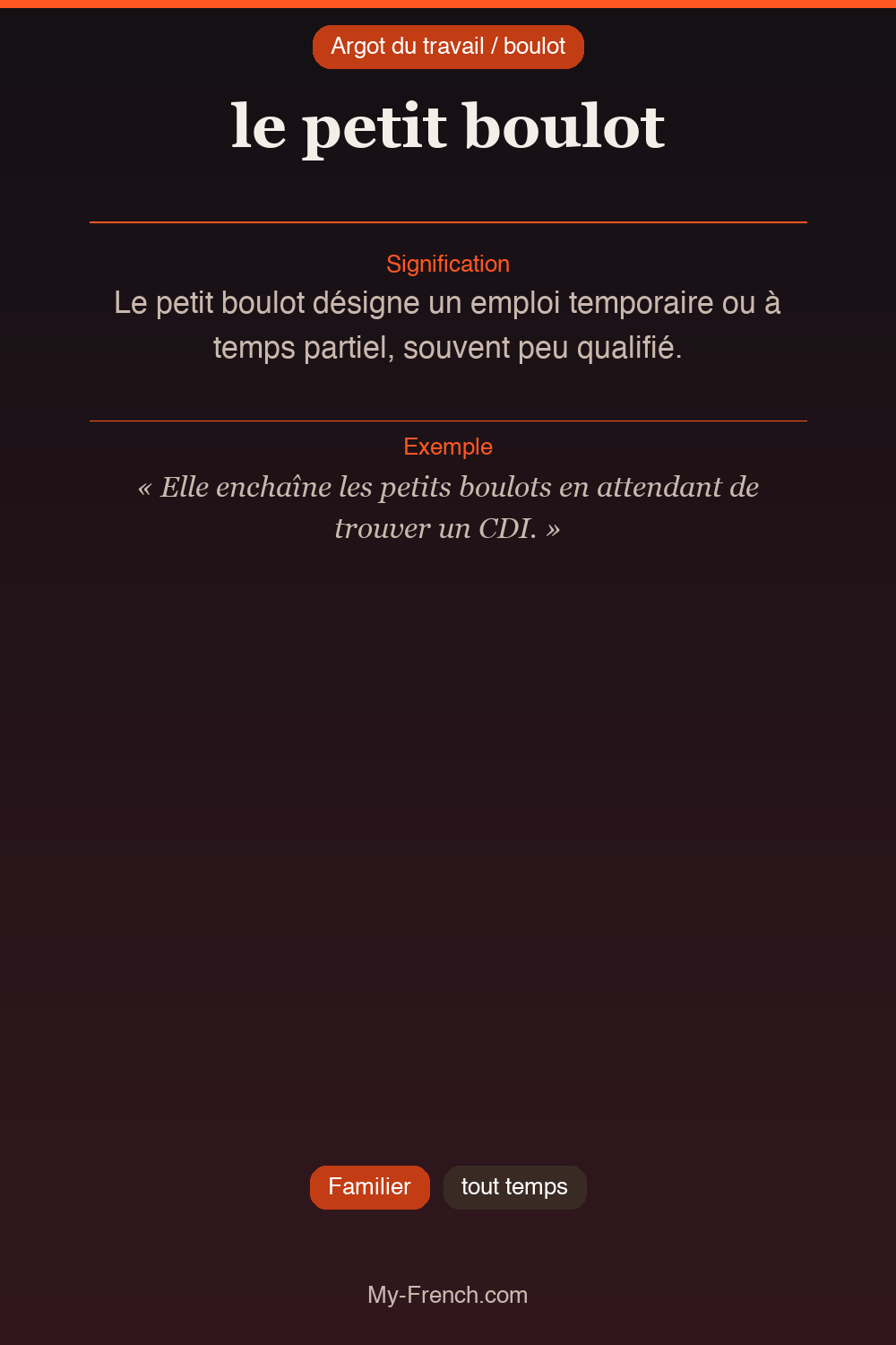 Argot français : le petit boulot