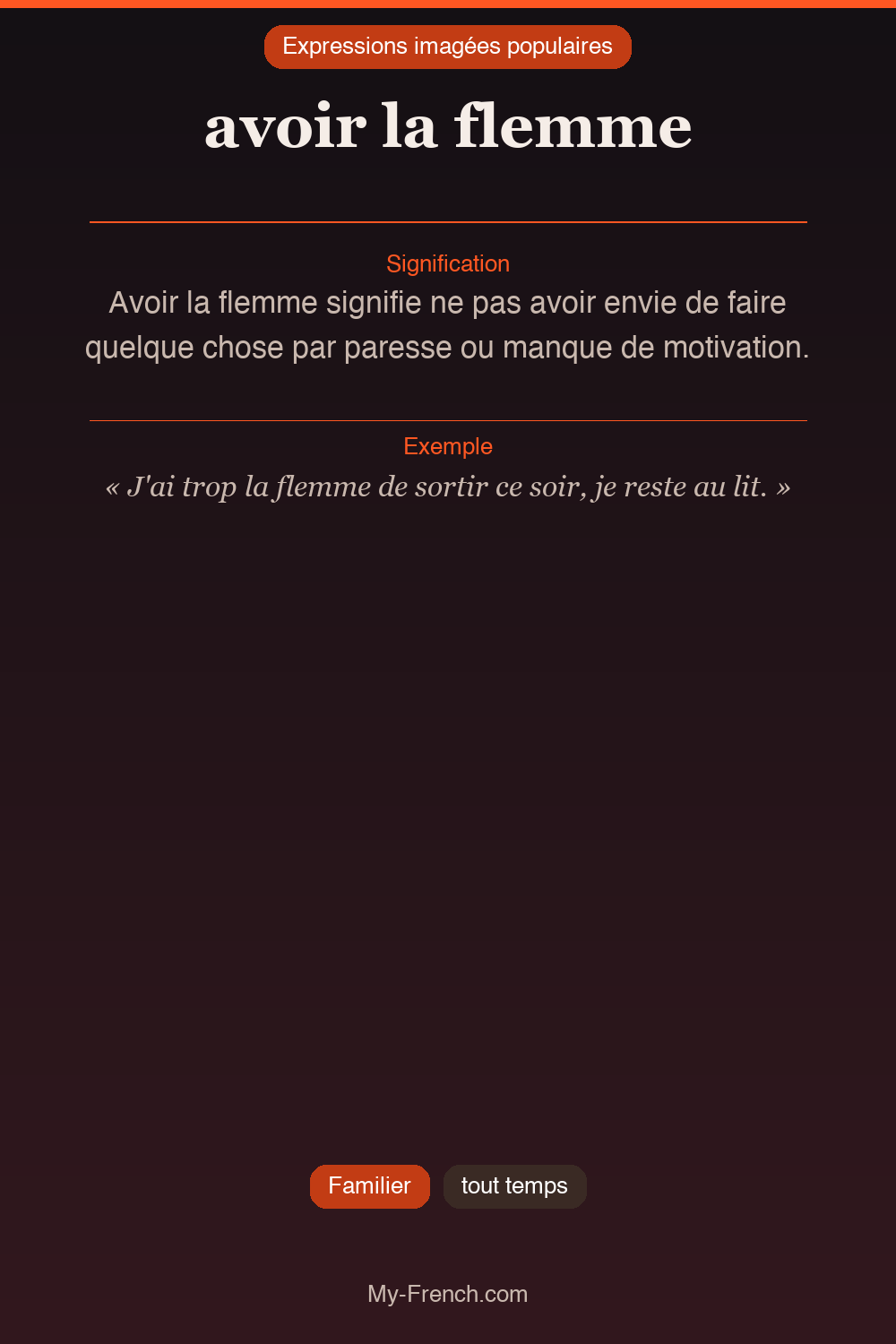 Argot français : avoir la flemme