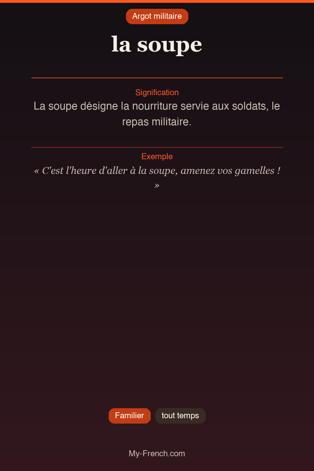Argot français : la soupe