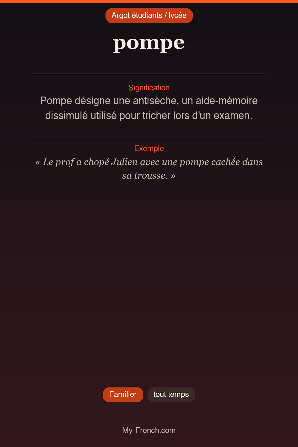 Argot français : pompe