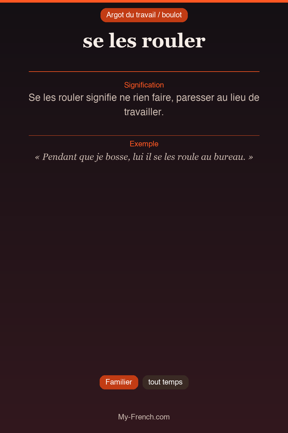 Argot français : se les rouler