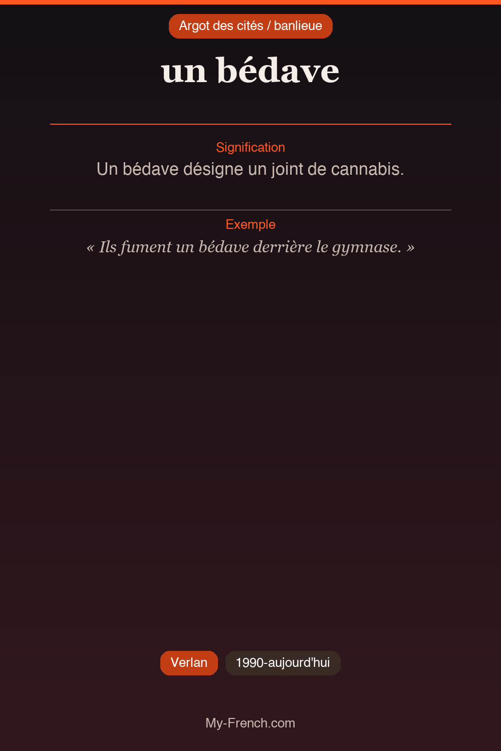 Argot français : un bédave