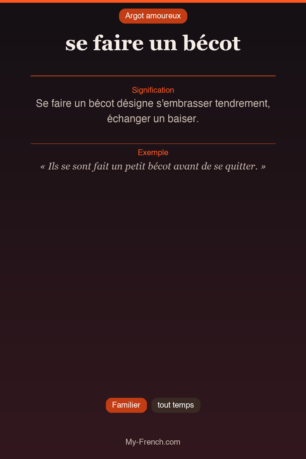 Argot français : se faire un bécot
