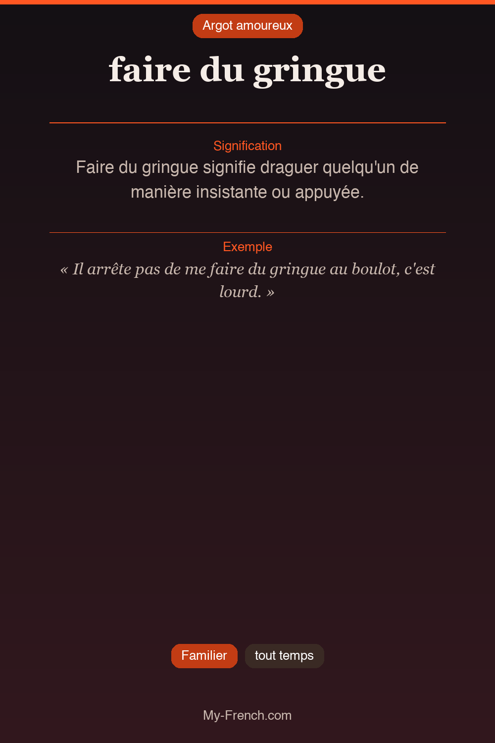 Argot français : faire du gringue