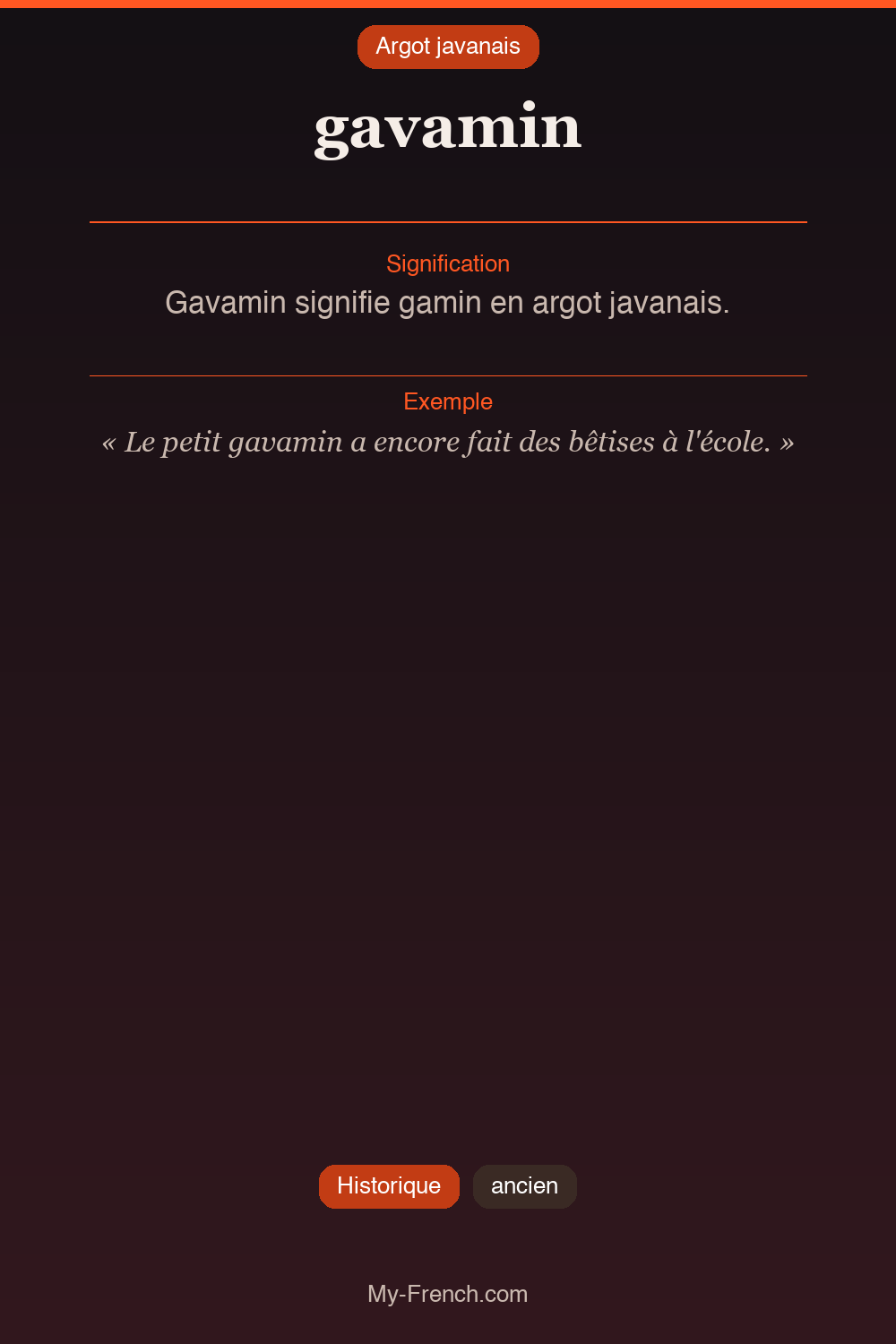 Argot français : gavamin