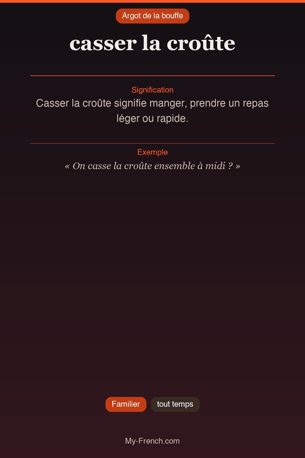 Argot français : casser la croûte