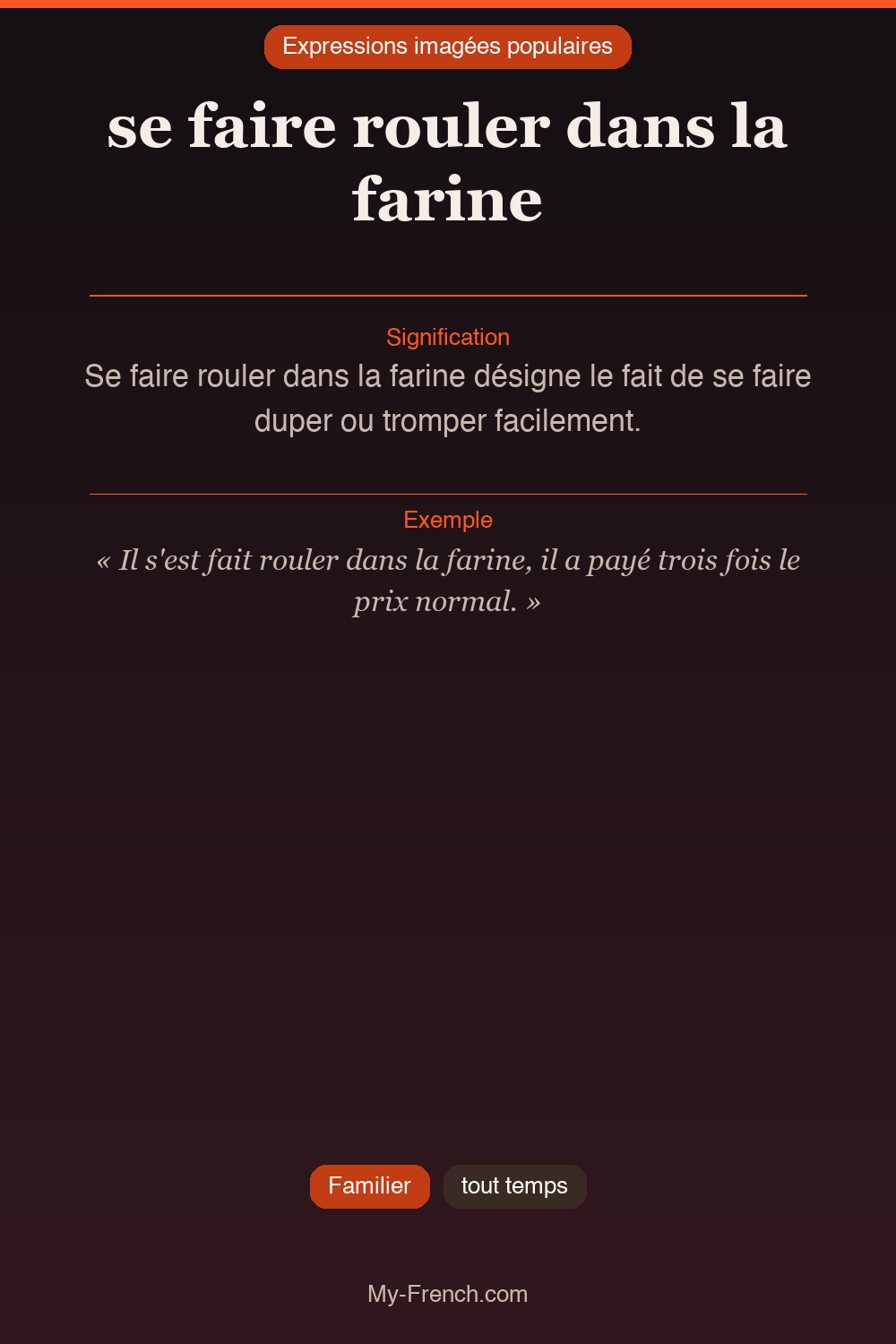 Argot français : se faire rouler dans la farine