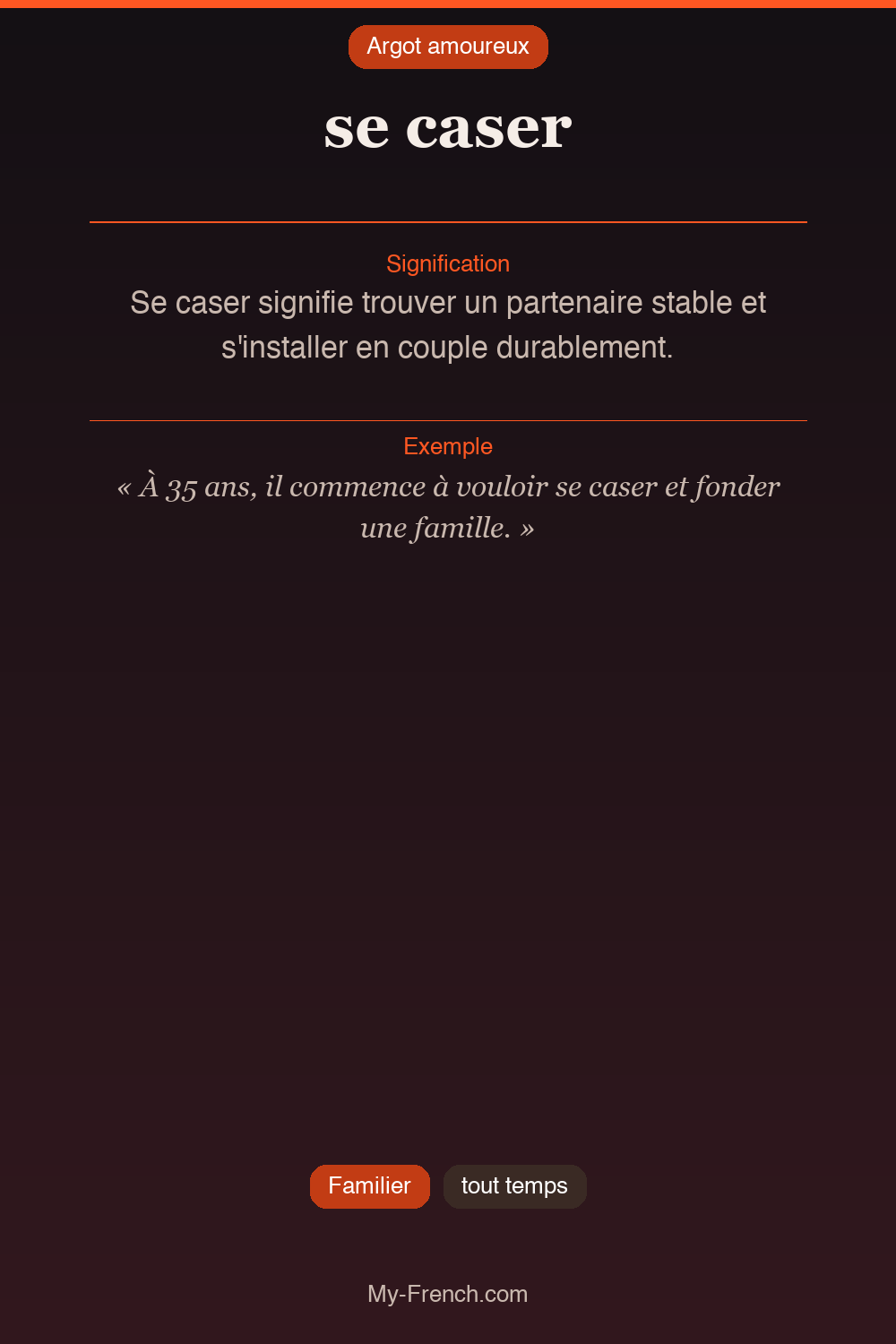 Argot français : se caser