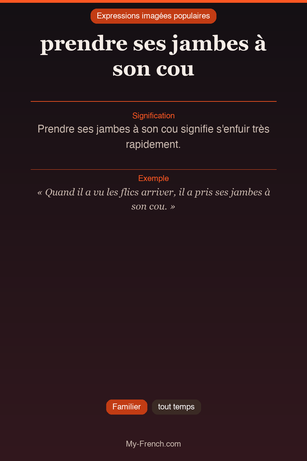 Argot français : prendre ses jambes à son cou