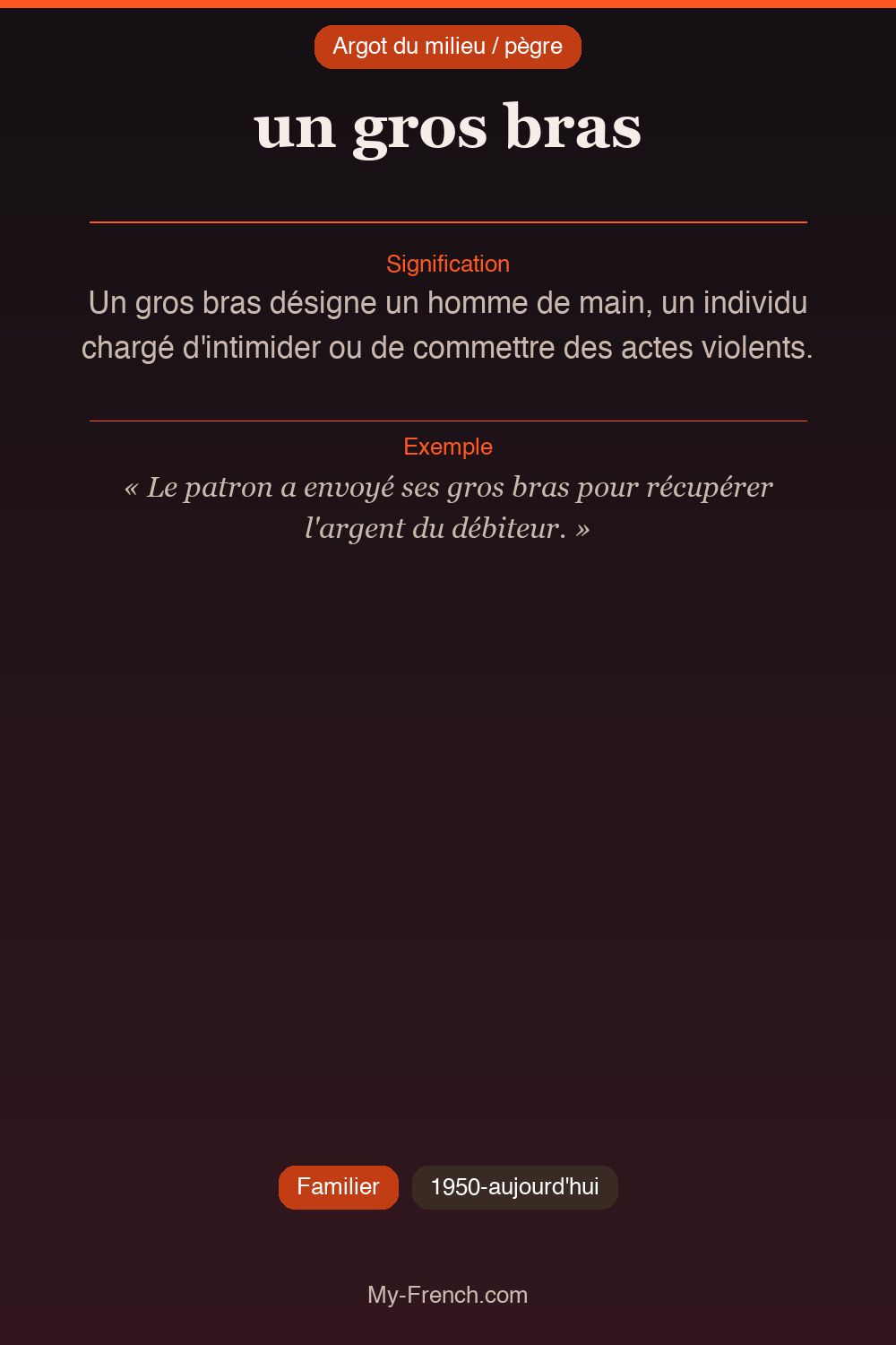 Argot français : un gros bras