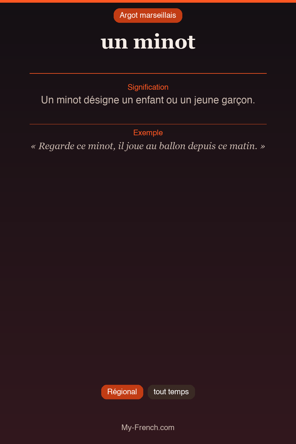 Argot français : un minot