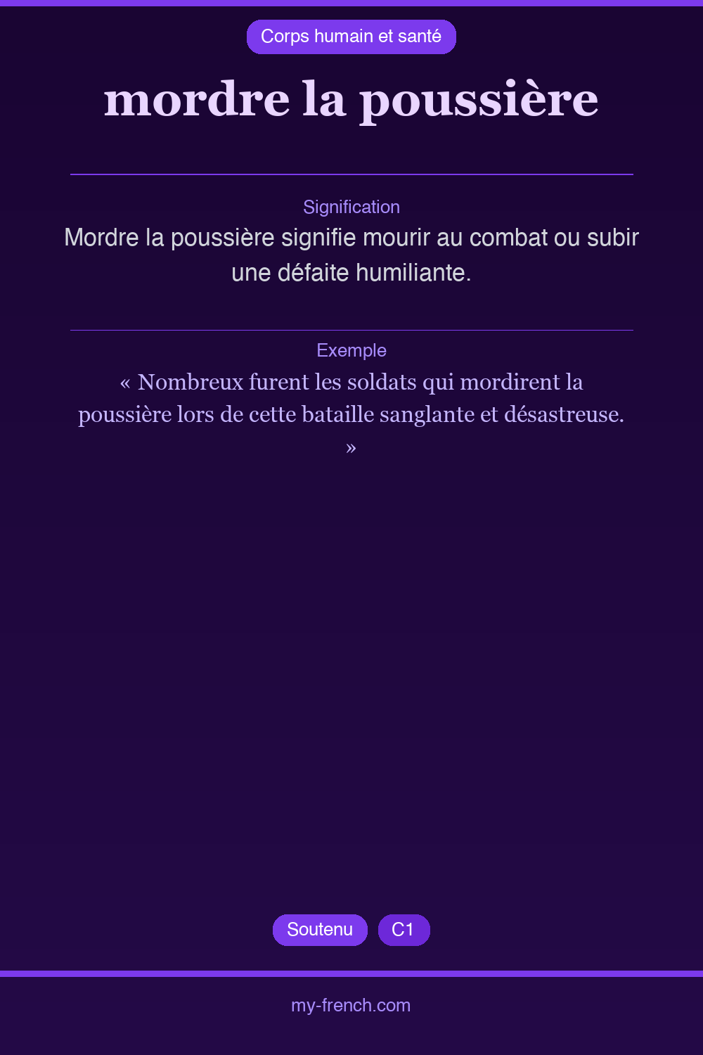 Expression idiomatique : mordre la poussière