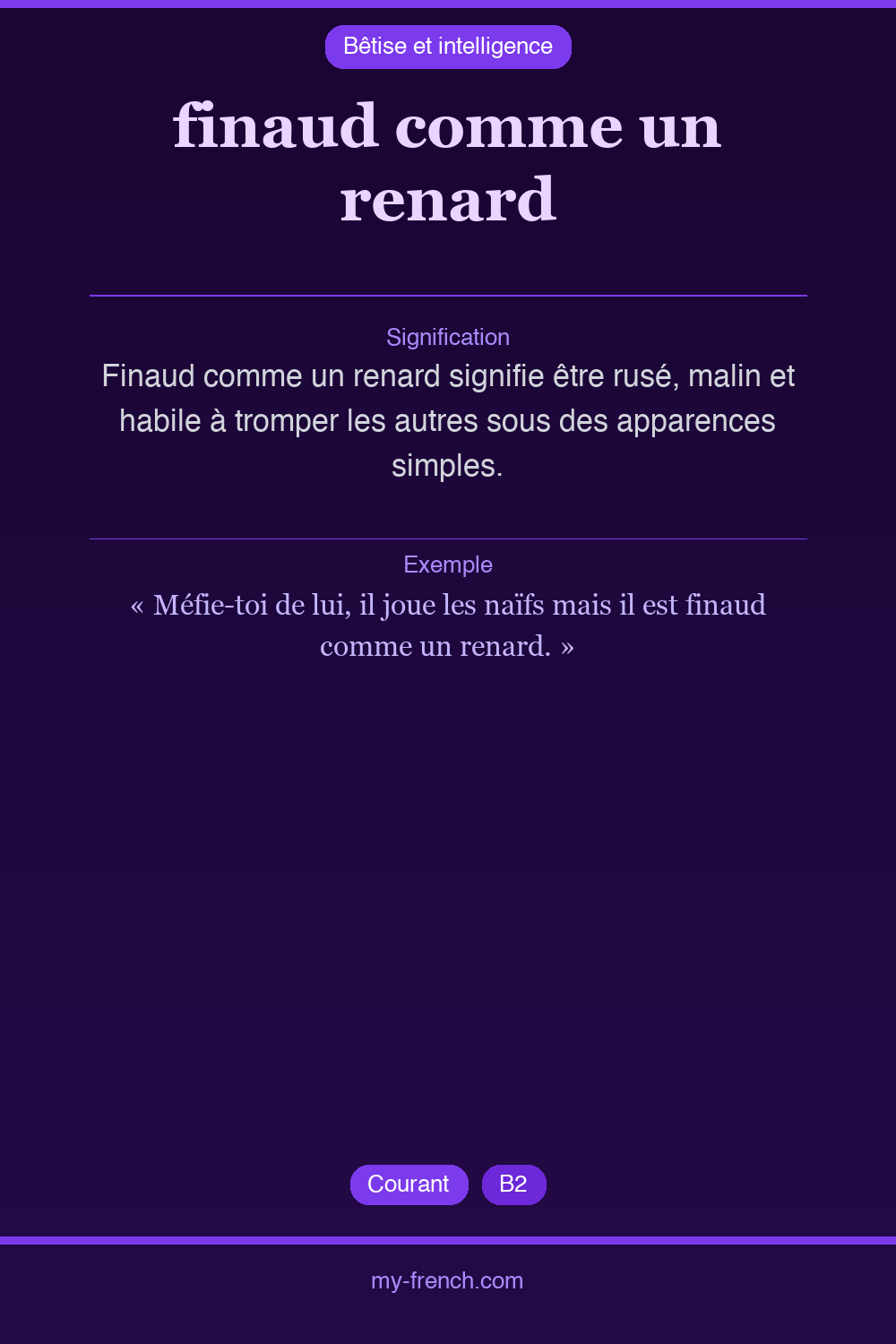 Expression idiomatique : finaud comme un renard