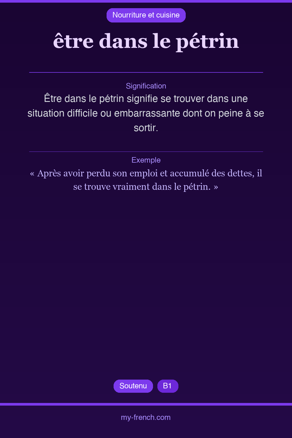 Expression idiomatique : être dans le pétrin