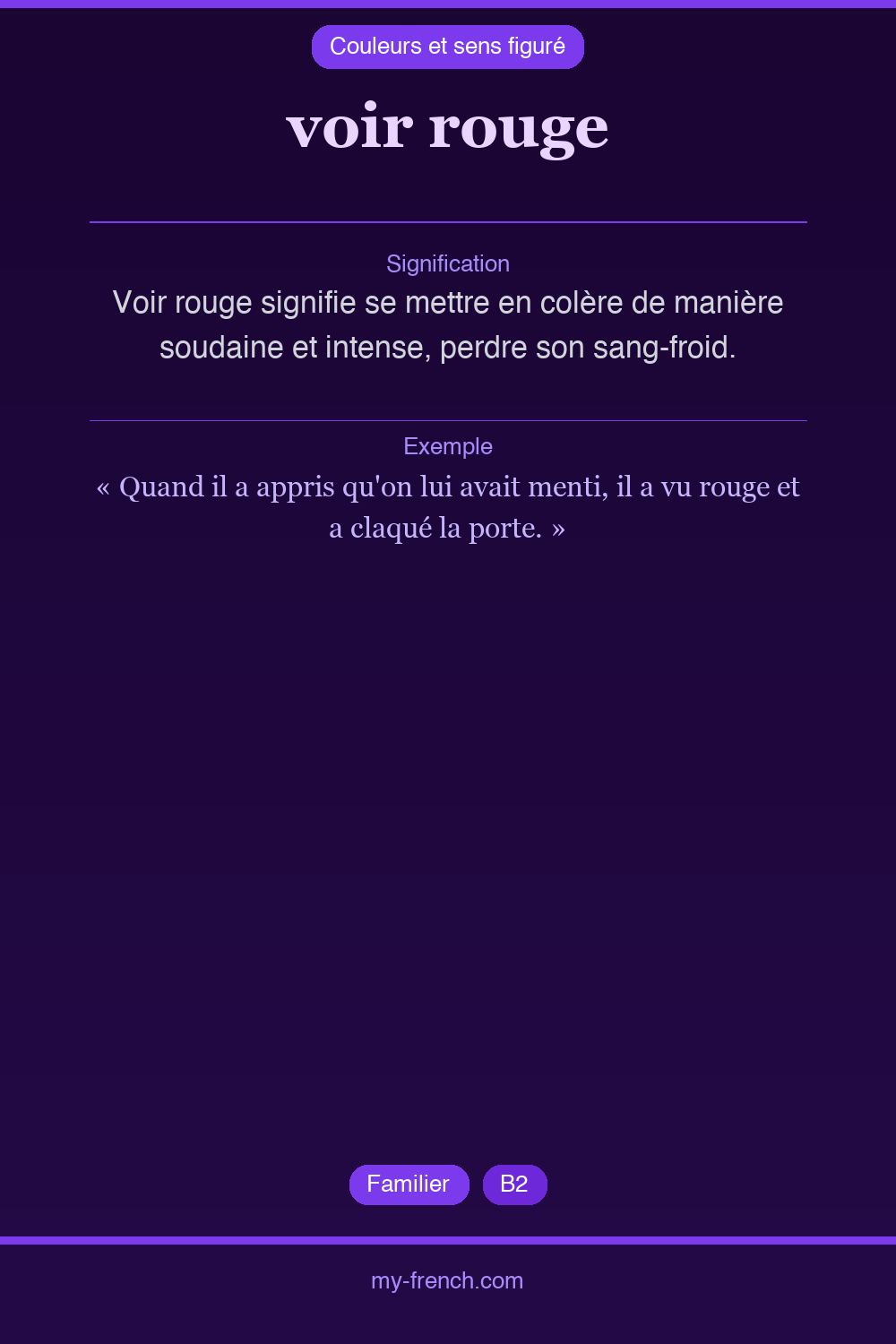 Expression idiomatique : voir rouge