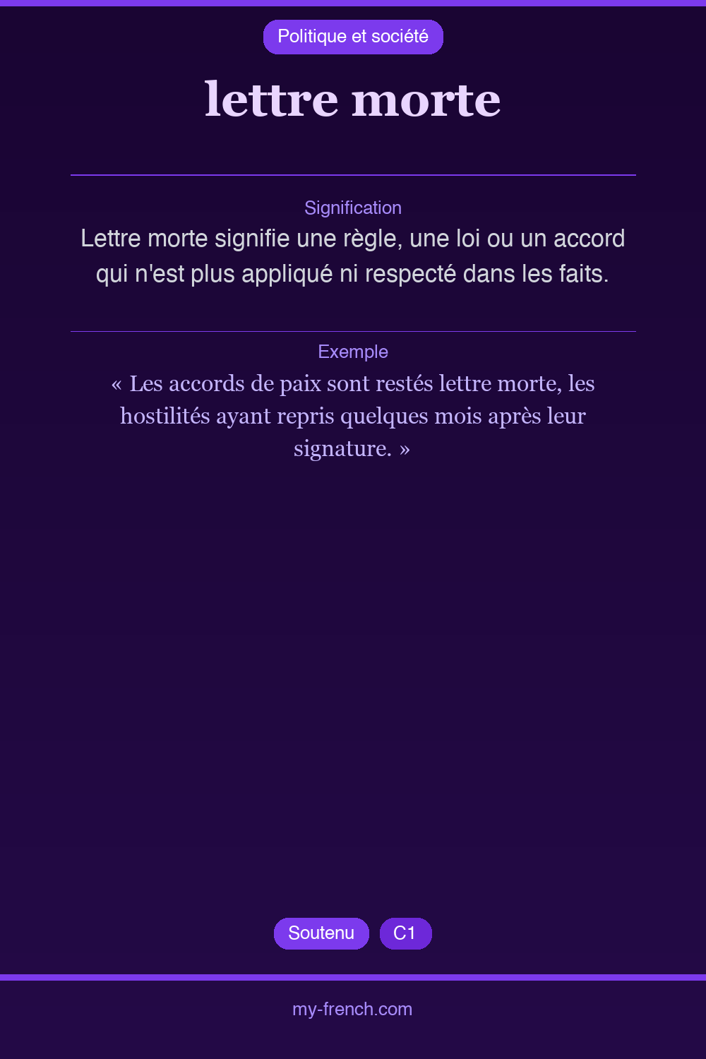Expression idiomatique : lettre morte