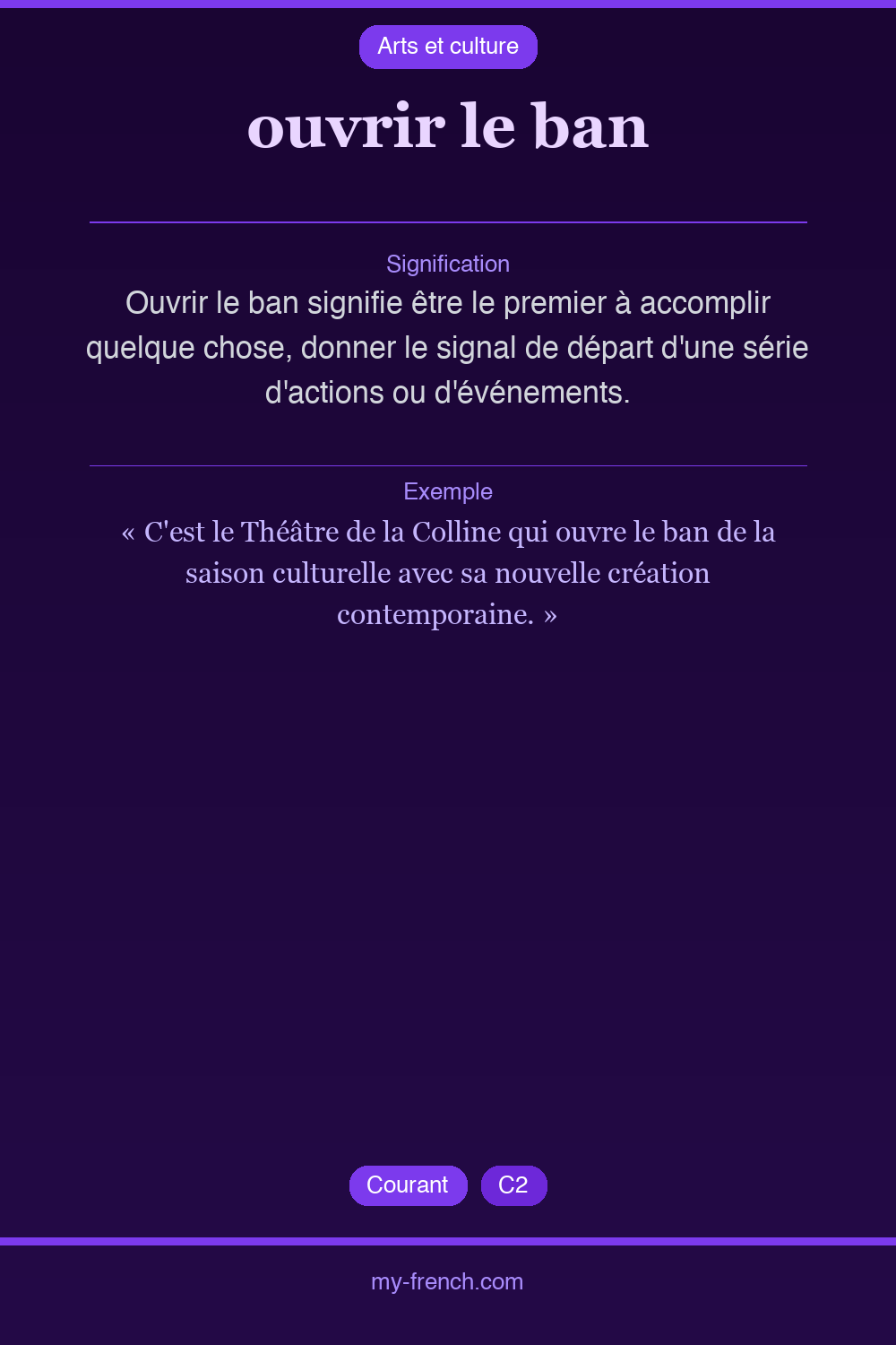 Expression idiomatique : ouvrir le ban