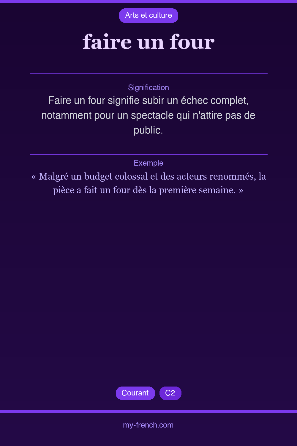 Expression idiomatique : faire un four