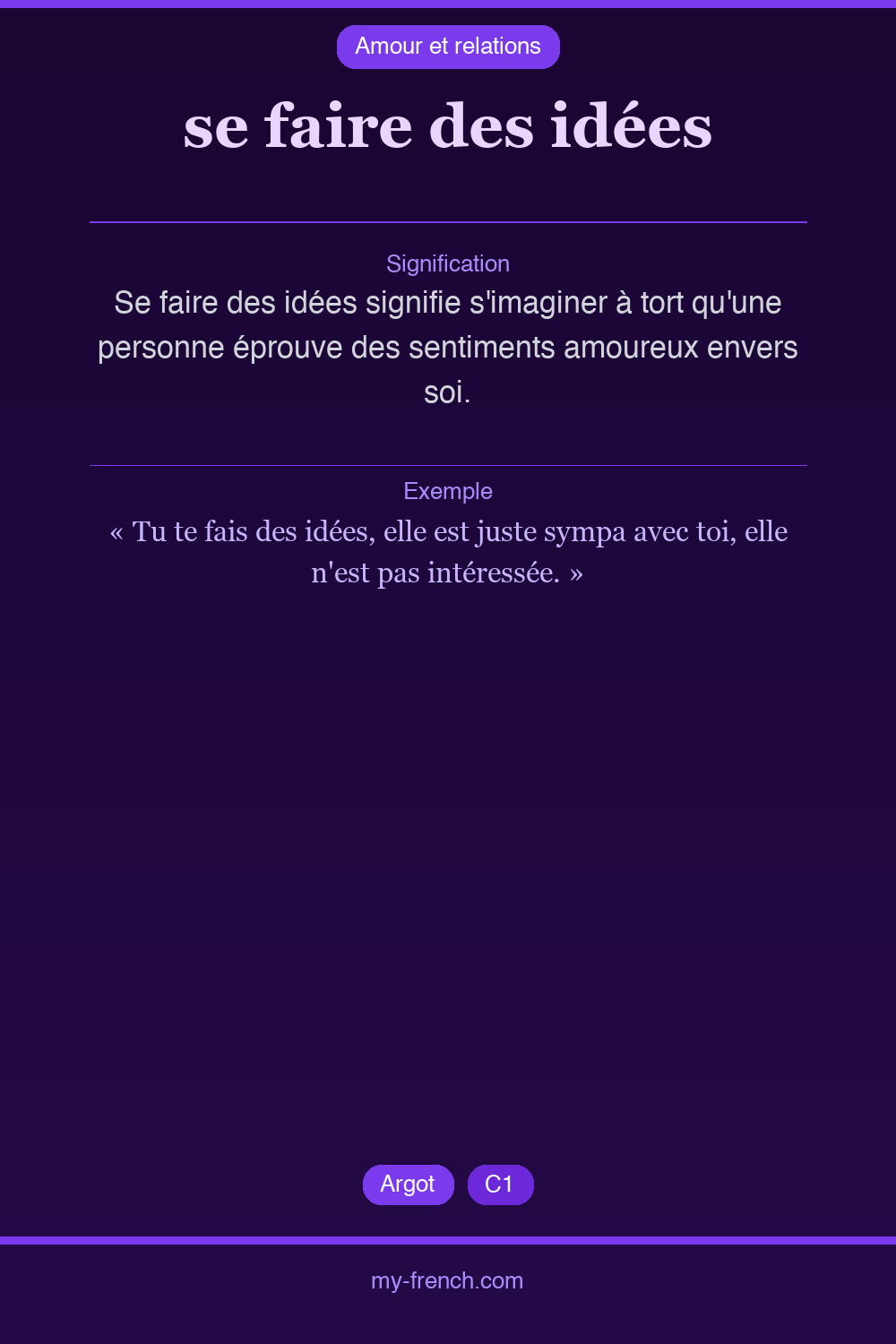 Expression idiomatique : se faire des idées