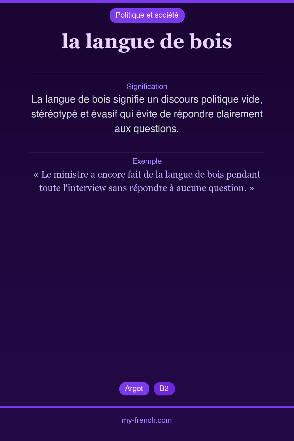 Expression idiomatique : la langue de bois