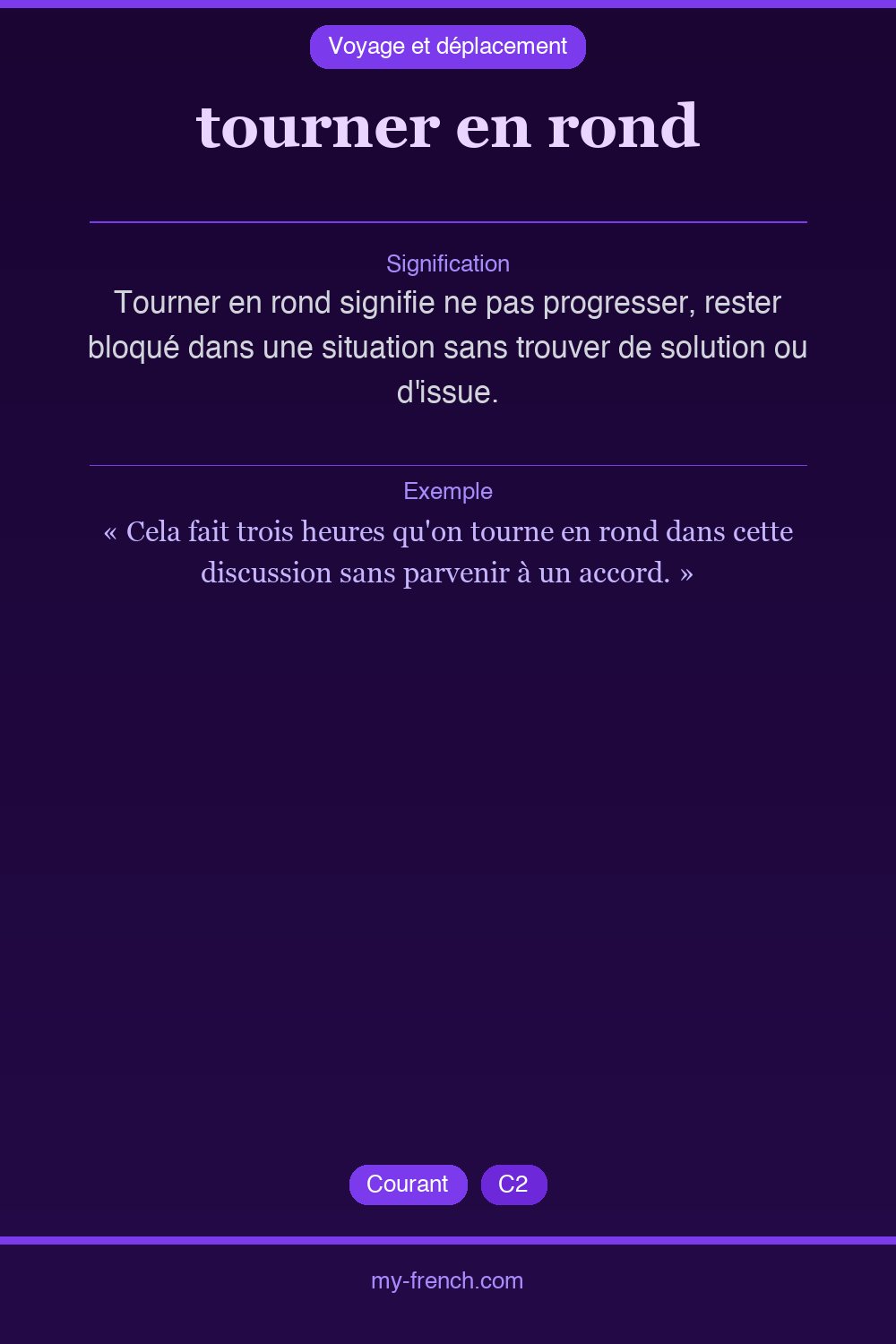 Expression idiomatique : tourner en rond