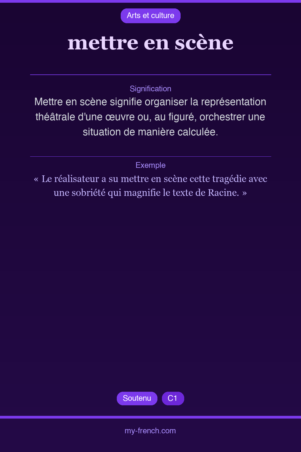 Expression idiomatique : mettre en scène