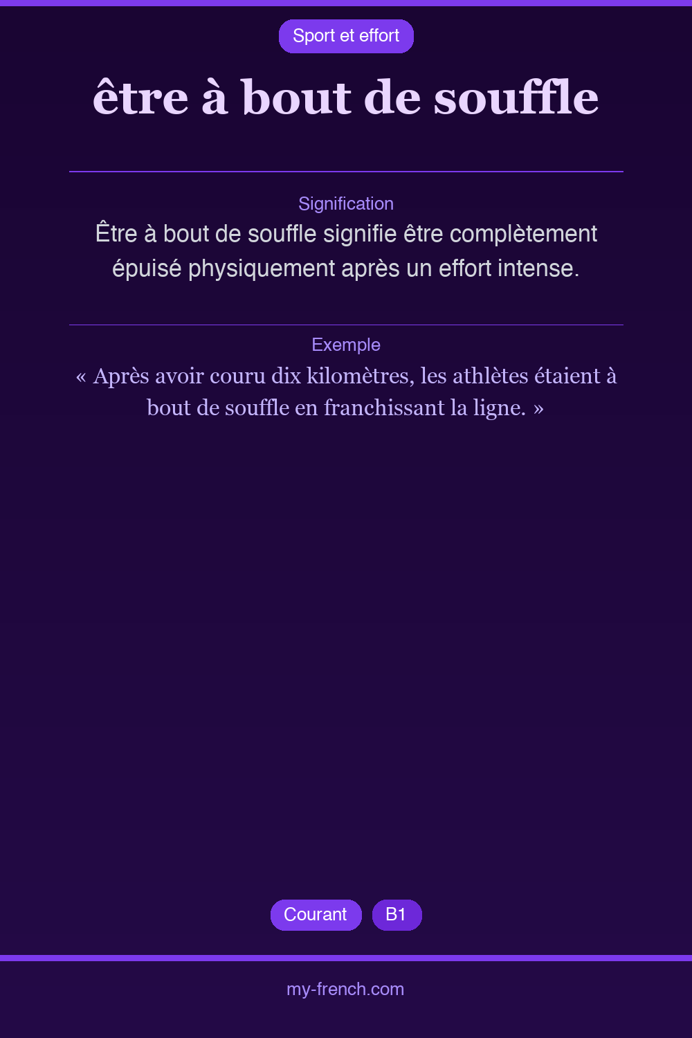 Expression idiomatique : être à bout de souffle