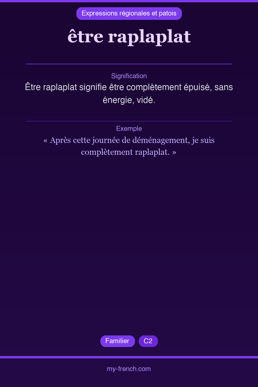 Expression idiomatique : être raplaplat