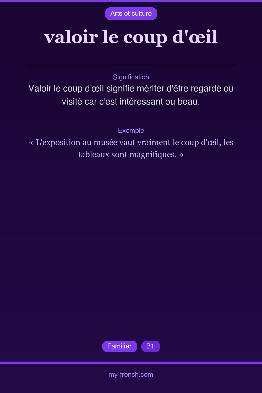 Expression idiomatique : valoir le coup d'œil