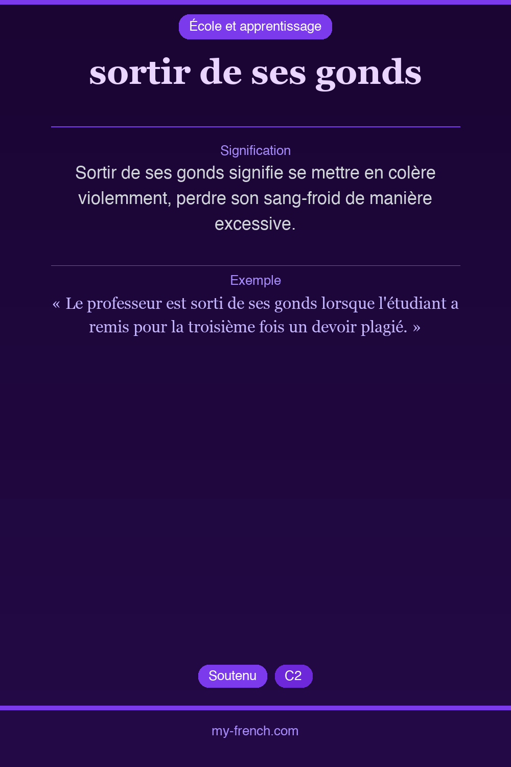 Expression idiomatique : sortir de ses gonds