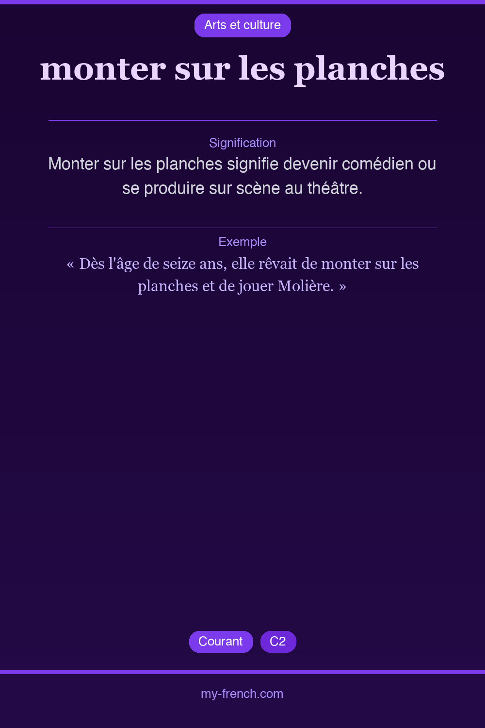 Expression idiomatique : monter sur les planches