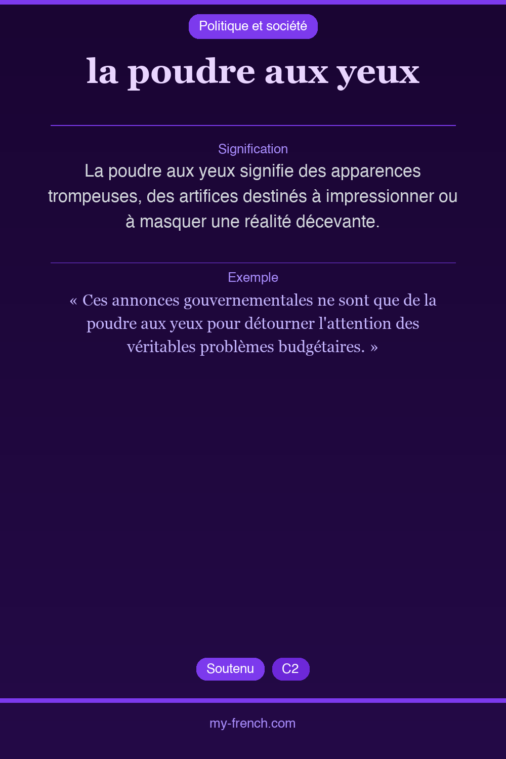 Expression idiomatique : la poudre aux yeux