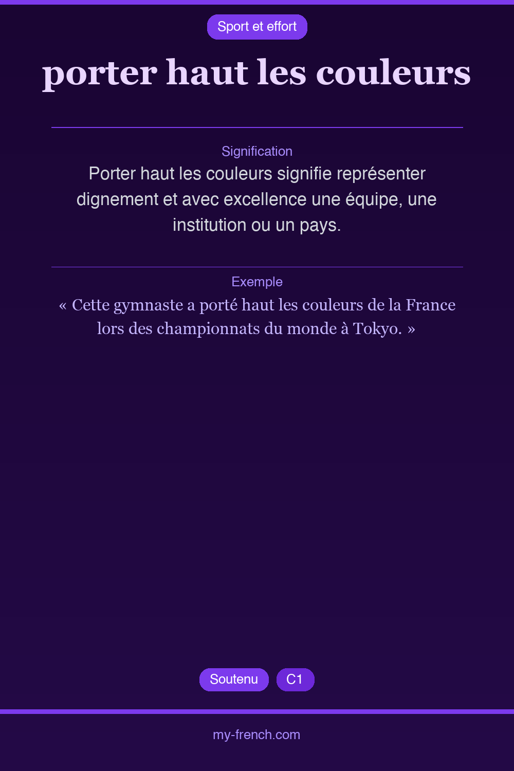 Expression idiomatique : porter haut les couleurs