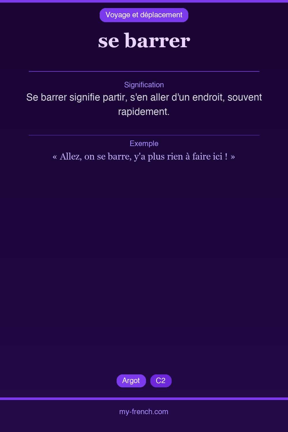 Expression idiomatique : se barrer