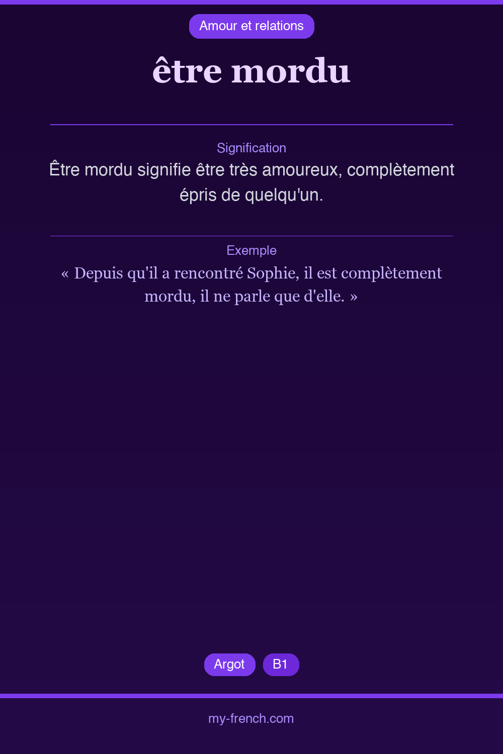 Expression idiomatique : être mordu