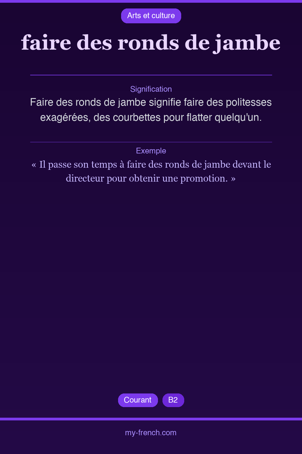 Expression idiomatique : faire des ronds de jambe