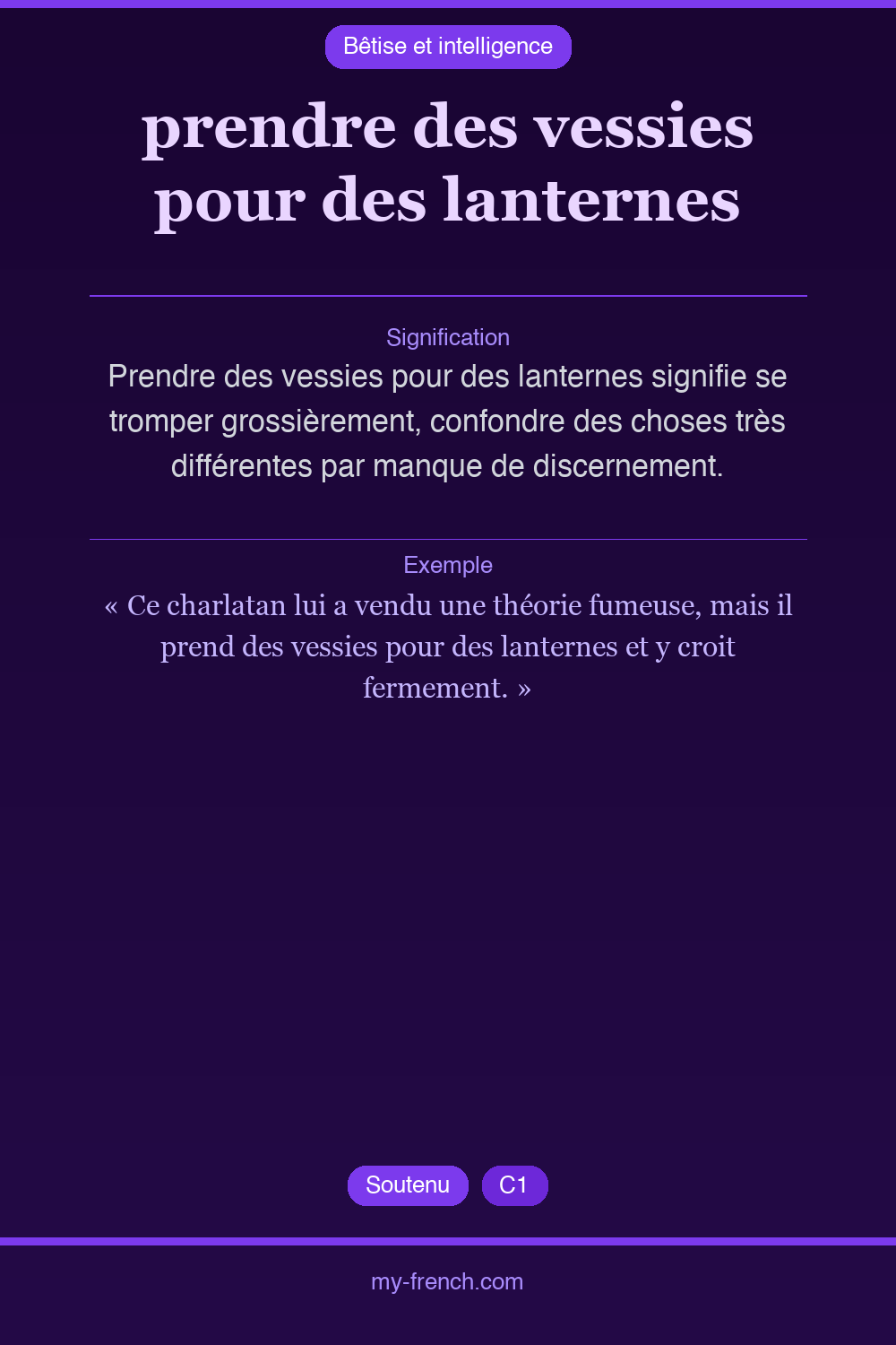 Expression idiomatique : prendre des vessies pour des lanternes
