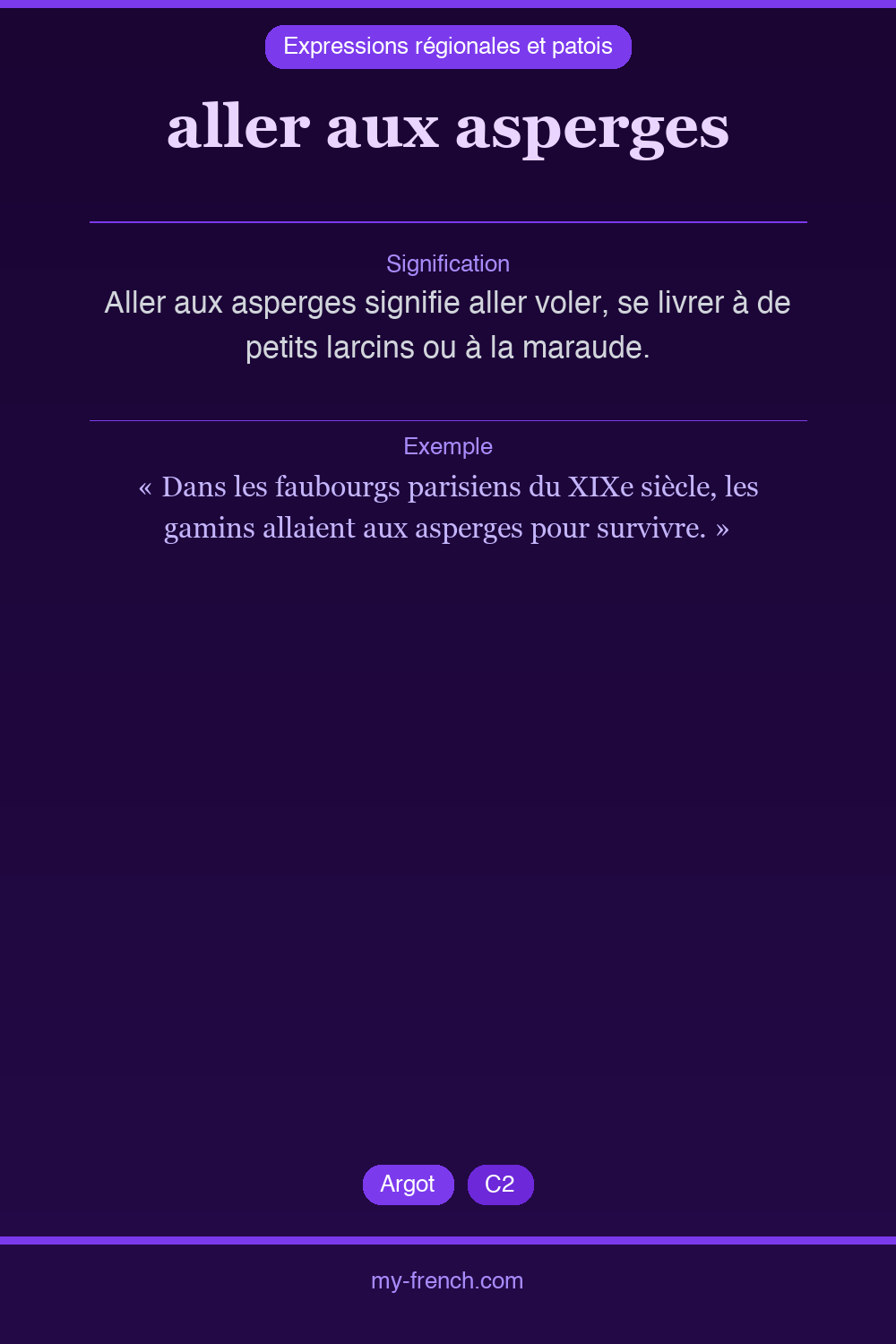 Expression idiomatique : aller aux asperges