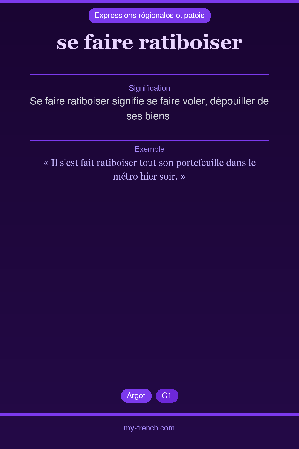 Expression idiomatique : se faire ratiboiser