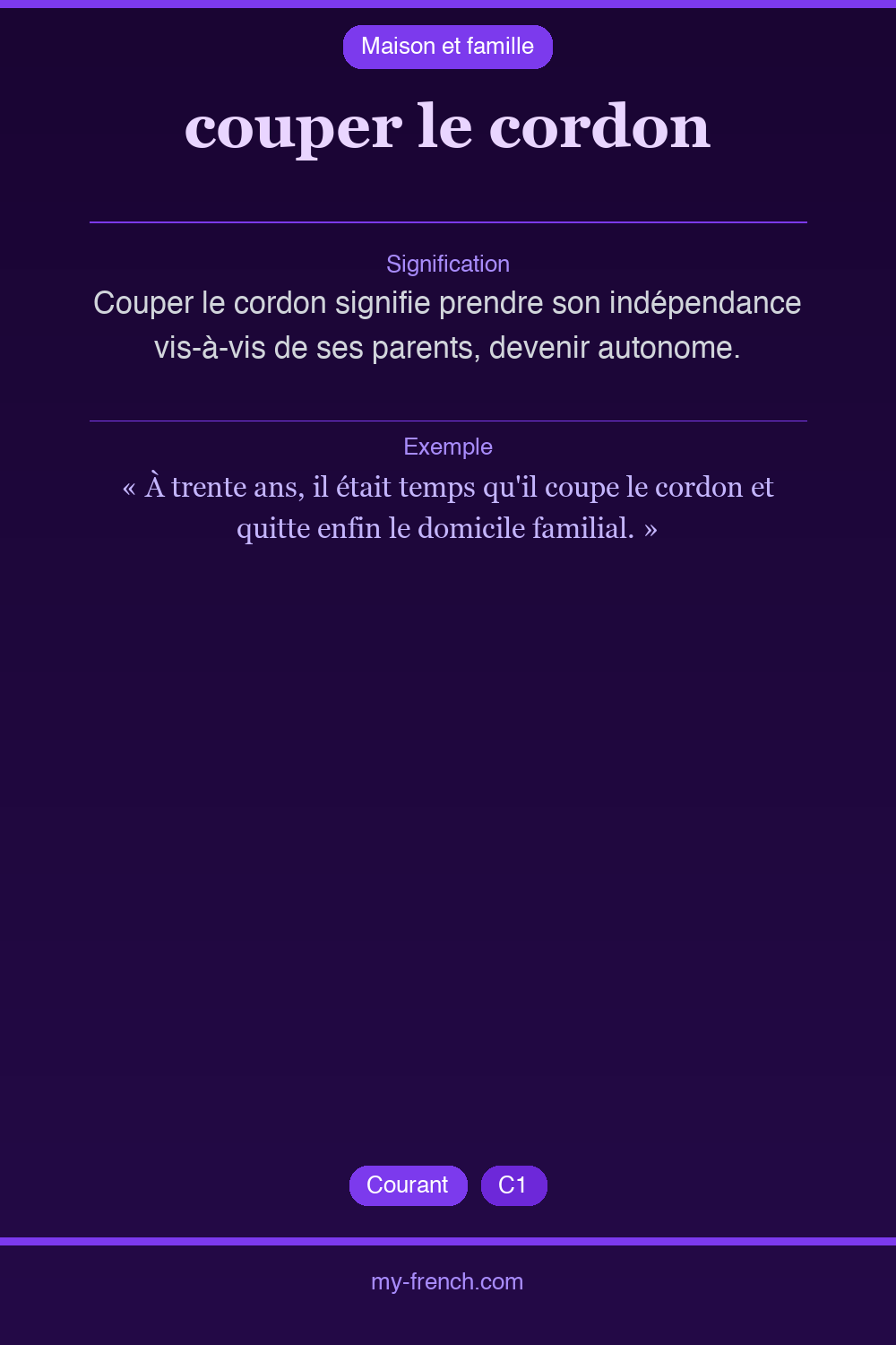 Expression idiomatique : couper le cordon
