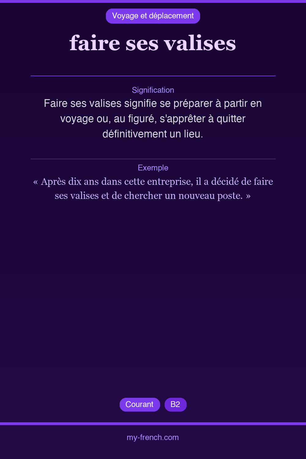 Expression idiomatique : faire ses valises