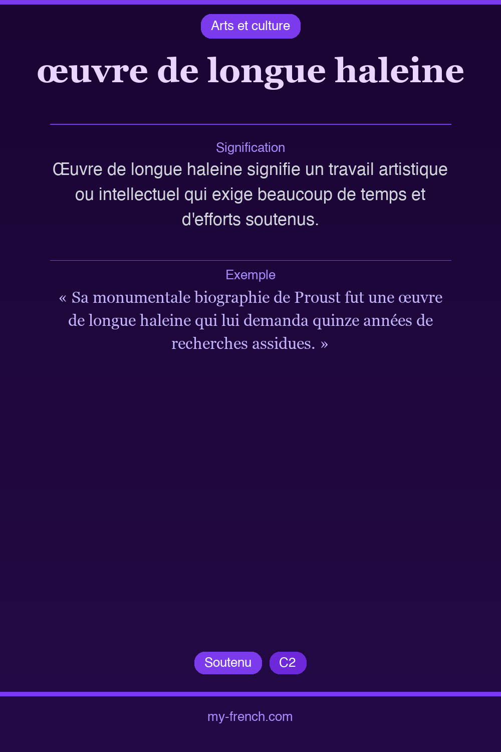 Expression idiomatique : œuvre de longue haleine
