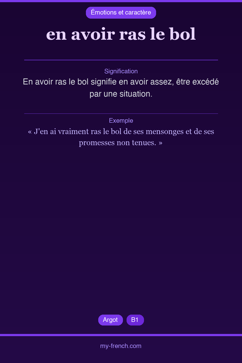 Expression idiomatique : en avoir ras le bol
