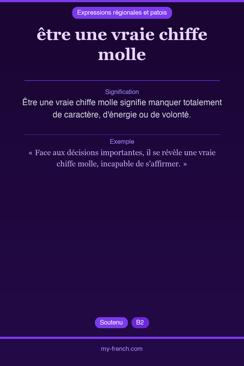 Expression idiomatique : être une vraie chiffe molle